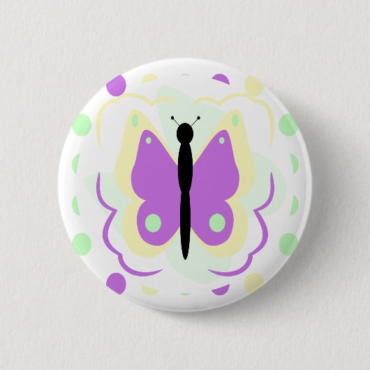Hübsche Gelb- und Lila Schmetterlingstaste Button (Vorderseite)