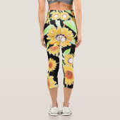 Hübsche Gelb- und Schwarz-Sonnenblumen Wasserfarbe Capri Leggings (Rückseite)