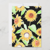 Hübsche Gelb- und Schwarz-Sonnenblumen Wasserfarbe Einladung (Rückseite)