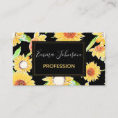 Hübsche Gelb- und Schwarz-Sonnenblumen Wasserfarbe Visitenkarte (Vorderseite)