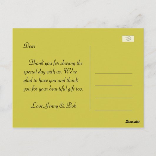 Hübsche gelbe Blume Lüster danke Postkarte (Rückseite)