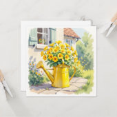 Hübsche gelbe Blumen im Wasserbecken Karte (Vorderseite/Rückseite Beispiel)