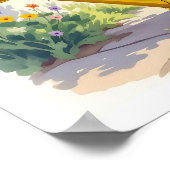 Hübsche gelbe Blumen im Wasserbecken Poster (Ecke)