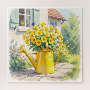 Hübsche gelbe Blumen im Wasserbecken Puzzle