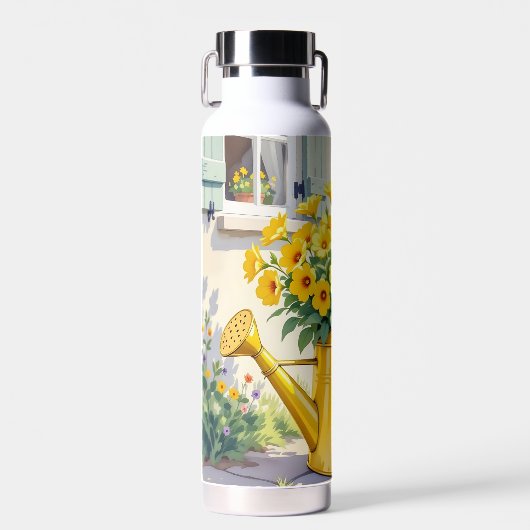 Hübsche gelbe Blumen im Wasserbecken Trinkflasche (Vorne)