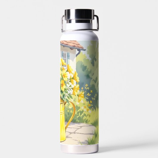 Hübsche gelbe Blumen im Wasserbecken Trinkflasche (Rückseite)