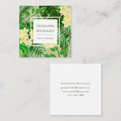 Hübsche gelbe Blumen und grüne Palmen Quadratische Visitenkarte (Vorne/Hinten)