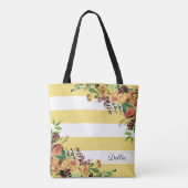 Hübsche gelbe Blumen und Streifen Totbeutel Tasche (Rückseite)