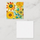 Hübsche gelbe Blumen Whimsical Folk Art Mitteilungskarte (Vorne/Hinten)