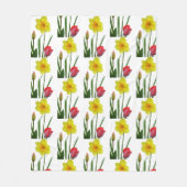 hübsche gelbe Daffodien und Blume mit roten Tulpen Fleecedecke (Vorderseite)