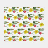 hübsche gelbe Daffodien und Blume mit roten Tulpen Fleecedecke (Vorderseite (Horizontal))