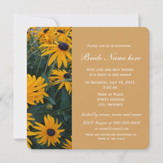 Hübsche gelbe farbige Blume Brautpartys Einladung (Vorderseite)