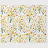 Hübsche gelbe Frühlingswildblumen Geschenkpapier (Flach)