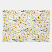 Hübsche gelbe Frühlingswildblumen Geschirrtuch (Horizontal)