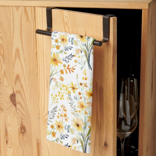 Hübsche gelbe Frühlingswildblumen Geschirrtuch (Drittel gefaltet)