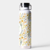 Hübsche gelbe Frühlingswildblumen-Monogramm Trinkflasche (Rückseite)