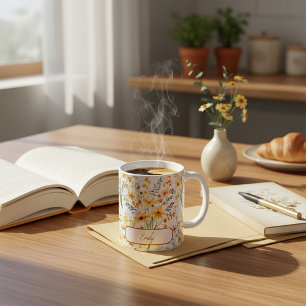 Hübsche gelbe Frühlingswildblumen personalisiert Kaffeetasse