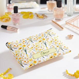 Hübsche gelbe Frühlingswildblumen personalisiert Zubehörtasche