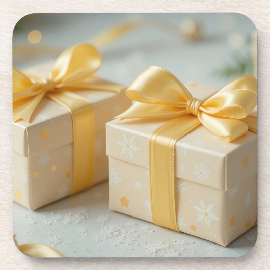 hübsche gelbe Geschenkbox Getränkeuntersetzer (Vorderseite)