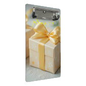 hübsche gelbe Geschenkbox Mini Klemmbrett (Schrägansicht)