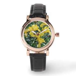 Hübsche Gelbe Iris-Blume beobachten Armbanduhr