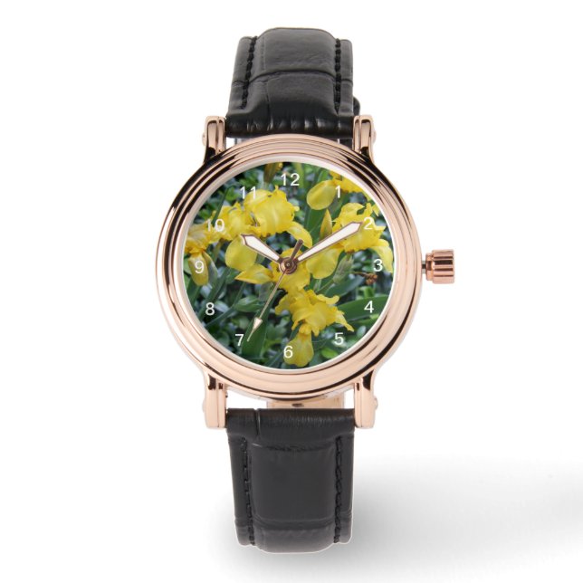 Hübsche Gelbe Iris-Blume beobachten Armbanduhr (Vorderseite)