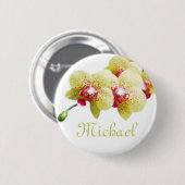 hübsche gelbe Orchideen-Blume - Schaltfläche Button (Vorne & Hinten)