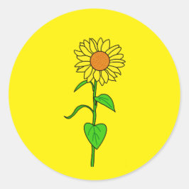 Hübsche gelbe Sonnenblume für die Verpackung klein Runder Aufkleber