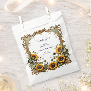 Hübsche gelbe Sonnenblume mit Kunstrahmen Hochzeit Geschenktütchen