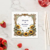 Hübsche gelbe Sonnenblume mit Kunstrahmen Hochzeit Serviette (Beispiel)