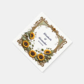 Hübsche gelbe Sonnenblume mit Kunstrahmen Hochzeit Serviette (Ecke)