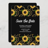 Hübsche Gelbe Sonnenblumen Stilvolle Pattern Hochz Save The Date (Vorne/Hinten)