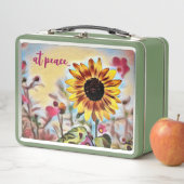 hübsche gelbe Sonnenblumen und rosa Blume Metall Brotdose (Beispiel)