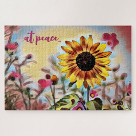 hübsche gelbe Sonnenblumen und rosa Blume Puzzle