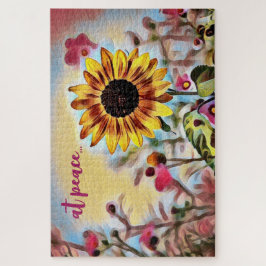 hübsche gelbe Sonnenblumen und rosa Blume Puzzle
