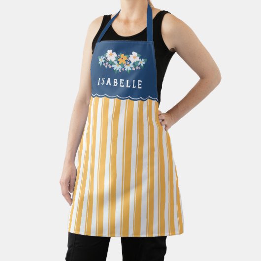 Hübsche gelbe Streifen Blaugelbe Blüten Schürze (InSitu)