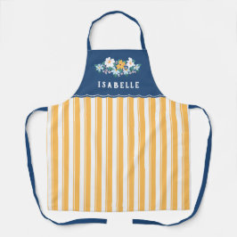 Hübsche gelbe Streifen Blaugelbe Blüten Schürze