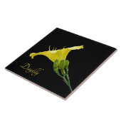 Hübsche gelbe Taglilie auf schwarz Fliese (Seite)