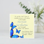 Hübsche gelbe und blaue Hochzeits-Einladung Einladung (Stehend Vorderseite)