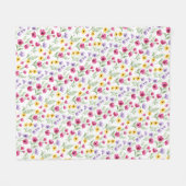 Hübsche gelbe, violette, rosa florale Wasserfarbe Fleecedecke (Vorderseite (Horizontal))