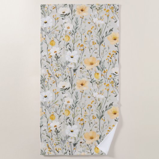 Hübsche gelbe weiße Blumen Strandtuch (Vorderseite)