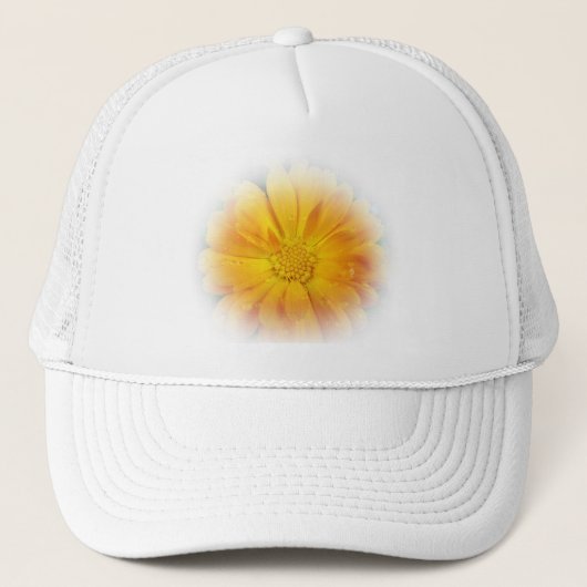 hübsche Gelbfärbung Blume Truckerkappe (Vorderseite)