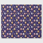 Hübsche Gemusterte Frühlingszeit Farbige Ostereier Geschenkpapier (Flach)