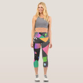 Hübsche geometrische Kunstwerke in Schwarzweiß Capri Leggings (Vorderseite)