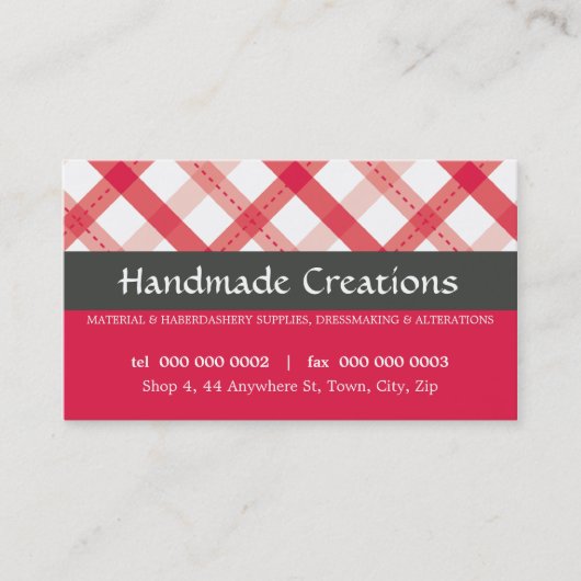 HÜBSCHE GESCHÄFTSKARTE: Gingham pattern 4L Visitenkarte (Vorderseite)