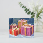 Hübsche Geschenke Aquarell Feiertagskarte (Stehend Vorderseite)