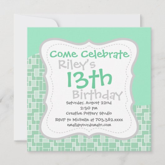 Hübsche Geschenke mit weichem, schmalzgrünem Welle Einladung (Vorderseite)