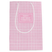 Hübsche Geschenktüte Rosa Karo Benutzername Akzent (Vorderseite)