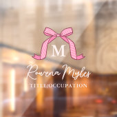 Hübsche gestreifte rosa Schleife Monogramm Name in Fensteraufkleber (Blatt 2)