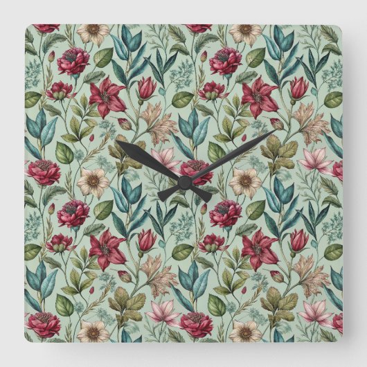 Hübsche Giftblüten Quadratische Wanduhr (Vorderseite)